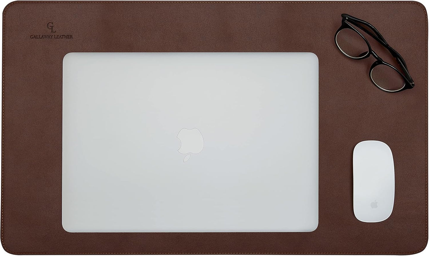 Gallaway Leather Desk Mat, Office Writing Desk Pad, Large 36" x 17" Dark Brown, for Top of Desks, Gift Ready Elegant Computer Desk Cover Protector PU Leather