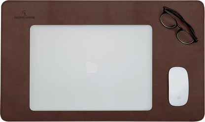 Gallaway Leather Desk Mat, Office Writing Desk Pad, Large 36" x 17" Dark Brown, for Top of Desks, Gift Ready Elegant Computer Desk Cover Protector PU Leather