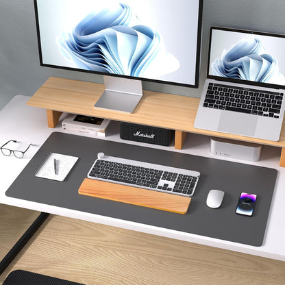 Aothia Non-Slip Waterproof PU Leather Desk Pad Protector for Mouse, Writing Desk, Office, Home, Laptop Blotter, 23.6" x 13.7", Black - Colors B