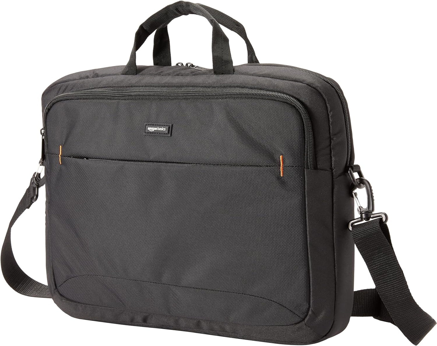 Amazon Basics Laptop Tablet Carrying Case with Shoulder Strap and Grab Handles, 14-inch, Black, Compartments for Storage