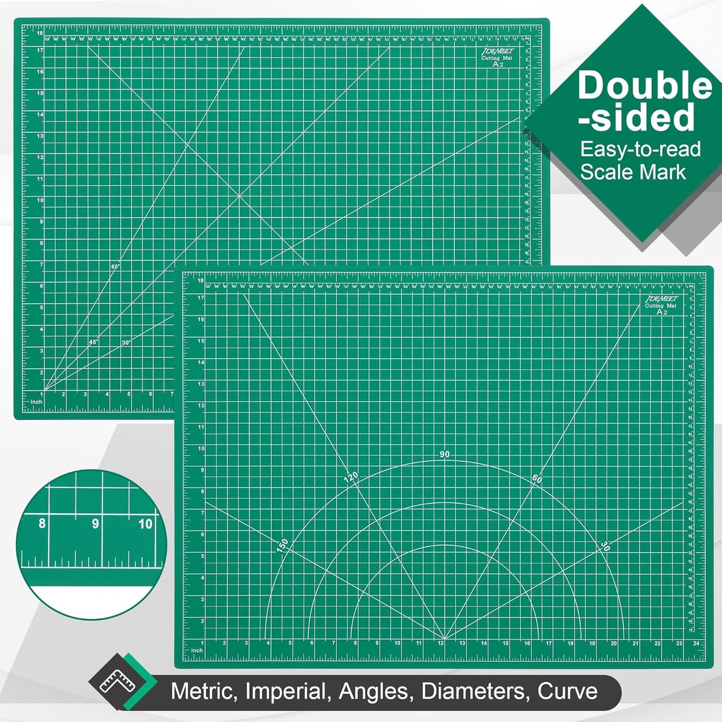 Density-upgraded 18"x12" Self Healing Cutting Mat, Idemeet Rotary Sewing Mat for Crafts, 5-Ply Blade Table Protector Cut Board for Fabric Leather Cutting Quilting Modeling Hobby Project, A3, Black