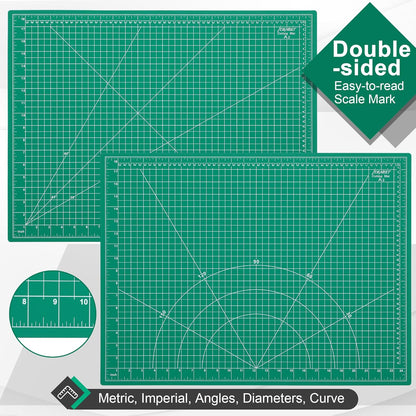 Density-upgraded 18"x12" Self Healing Cutting Mat, Idemeet Rotary Sewing Mat for Crafts, 5-Ply Blade Table Protector Cut Board for Fabric Leather Cutting Quilting Modeling Hobby Project, A3, Black