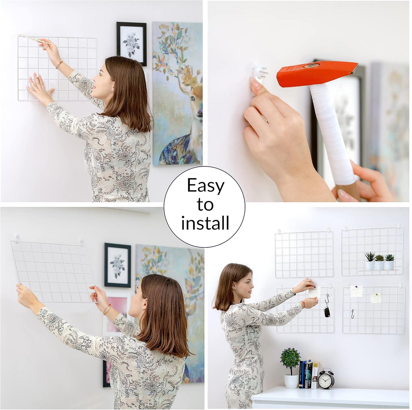 ODOXIA 2 Pack Wire Wall Grid Panel | Photos & Pictures Display Grid Wall Panels | Black, Magnetic & Metal Grid | Photo Grid Wire Board | Hanging Home, Office & Kitchen Decor