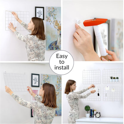 ODOXIA 2 Pack Wire Wall Grid Panel | Photos & Pictures Display Grid Wall Panels | Black, Magnetic & Metal Grid | Photo Grid Wire Board | Hanging Home, Office & Kitchen Decor