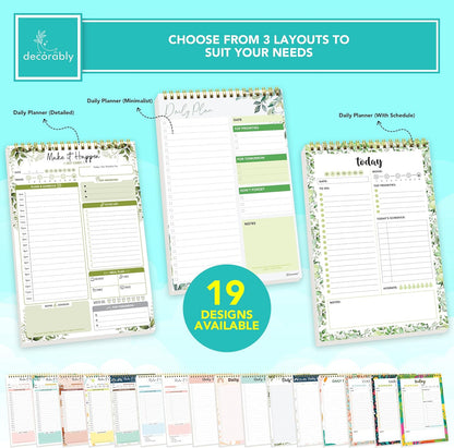 Decorably 52 Sheets Nude Pink Undated Daily to Do List Notepad, 6.5x10in Spring-Bound Easy Tear-Off Design, with Priorities, Checklist, Agenda, Reminders, Notes - Home, School, Office