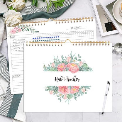 Habit Tracker Calendar- 12 Months Undated Daily, Weekly & Monthly Habit Tracker Journal, Writable Habits Track Calendar for Goal Setting, Boost Productivity, Workout Motivation & Self Care Tool