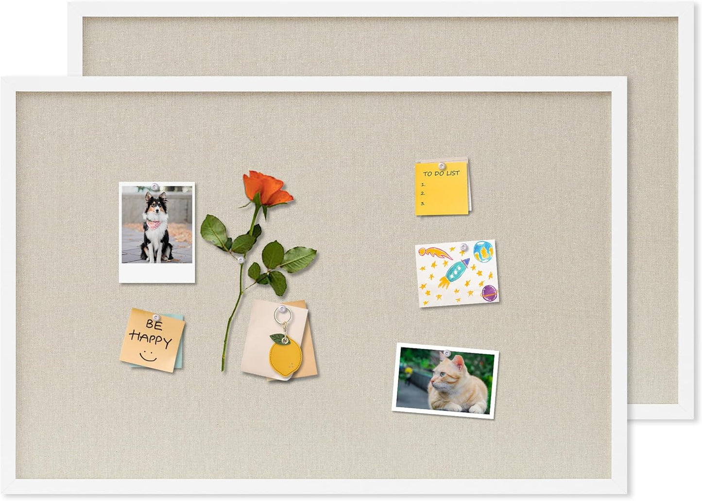 DAHAPYBOO Cork Board with Linen White,Bulletin Board 17"x12" Hanging Corkboards for Office Home School Message Board or Vision Board Decoration.