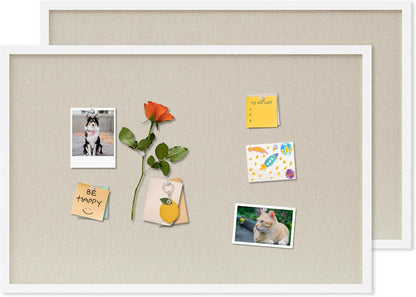 DAHAPYBOO Cork Board with Linen White,Bulletin Board 17"x12" Hanging Corkboards for Office Home School Message Board or Vision Board Decoration.
