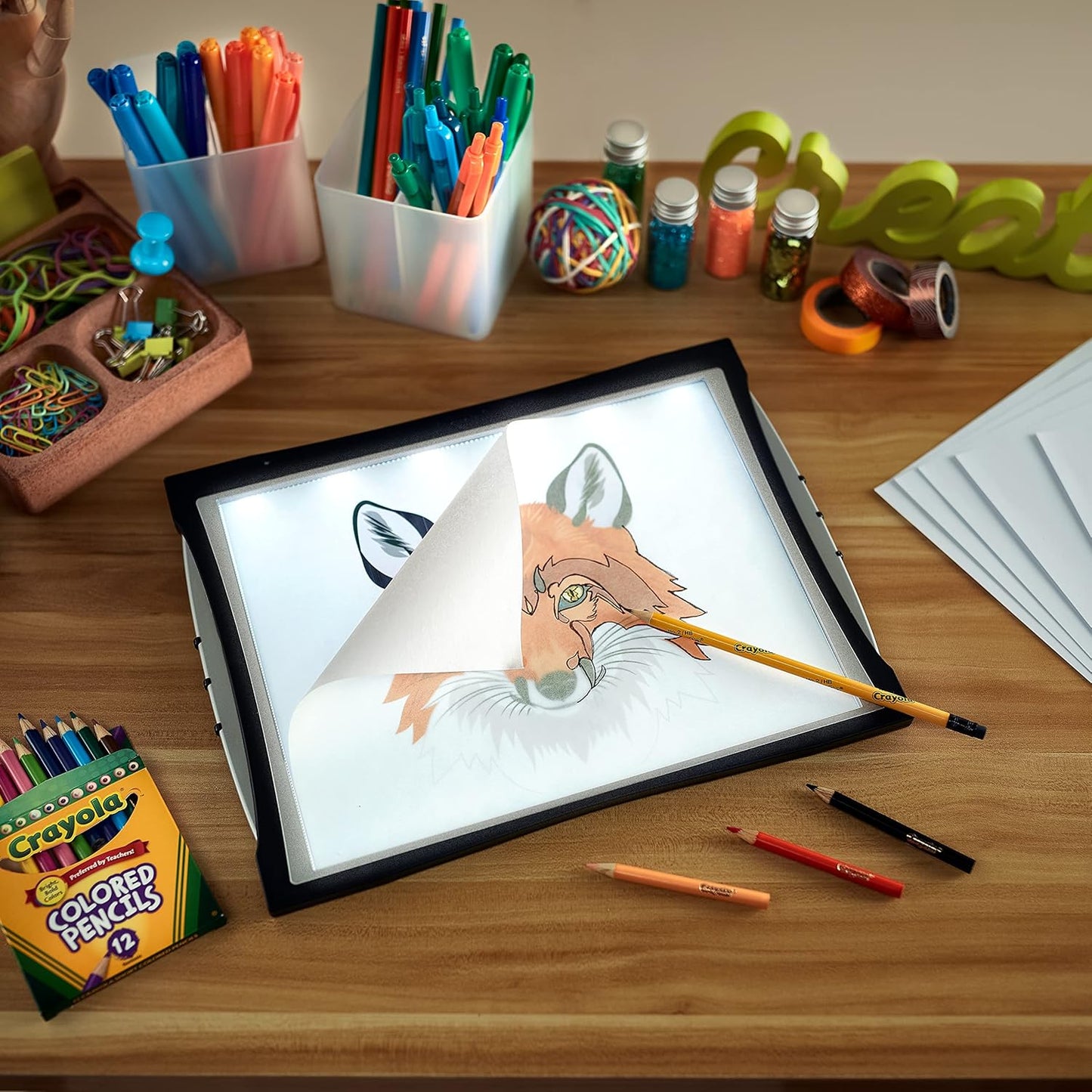 Crayola Light Up Tracing Pad with Night Mode and Colored Pencil Set, Gift, Ages 6, 7, 8, 9, 10
