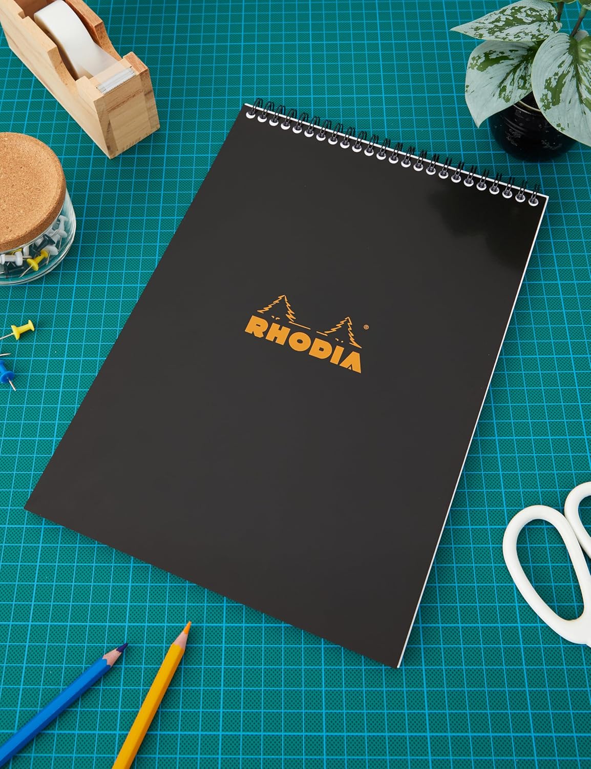 Rhodia #16 Wirebound Notepad 5.8" x 8.3" Dot Pad, Orange Cover