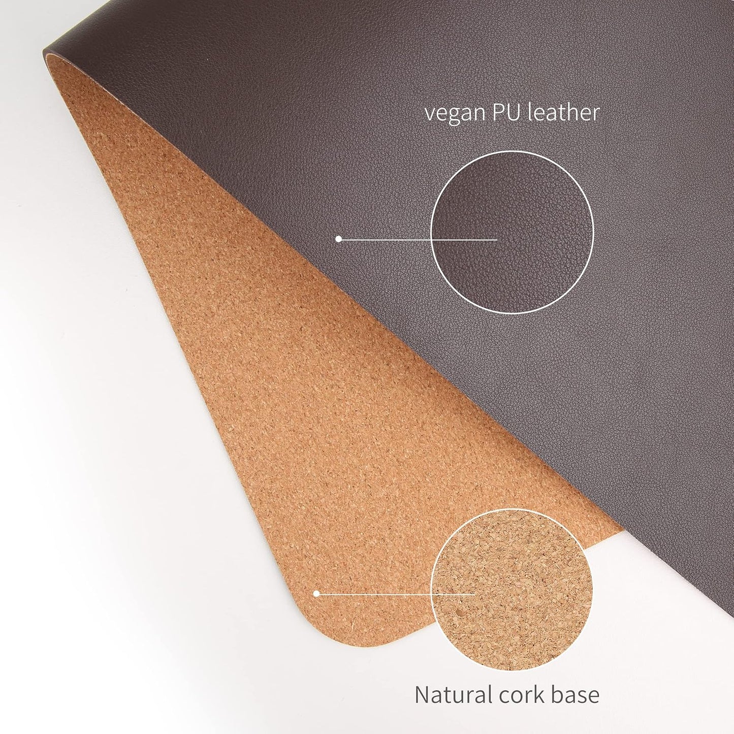 RENMTURE Dual-Sided Mouse Pad, Natural Cork & PU Leather Large Desk Pad for Office and Home Work, Desk Protector Non-Slip, Waterproof, Easy Clean (Olive Green, 32"x16")