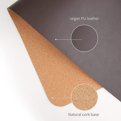 RENMTURE Dual-Sided Mouse Pad, Natural Cork & PU Leather Large Desk Pad for Office and Home Work, Desk Protector Non-Slip, Waterproof, Easy Clean (Olive Green, 32"x16")