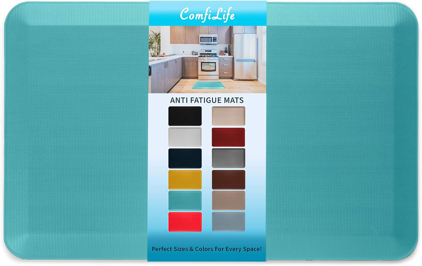ComfiLife Anti Fatigue Floor Mat – 3/4 Inch Thick Kitchen Mats for Floor, Standing Desk Mat, Kitchen Rug – Comfort at Home, Office – Durable – Stain Resistant – Non-Slip Bottom (20" x 32", Black)
