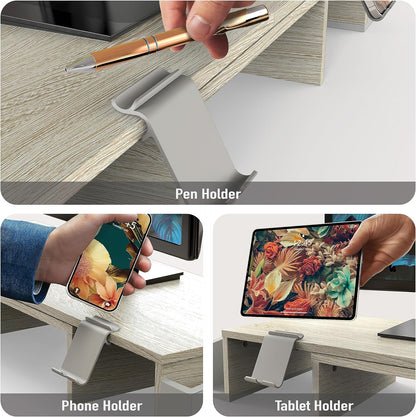 Simple Houseware Desk Dual Monitor Stand Riser with Drawer, Rustic Brown