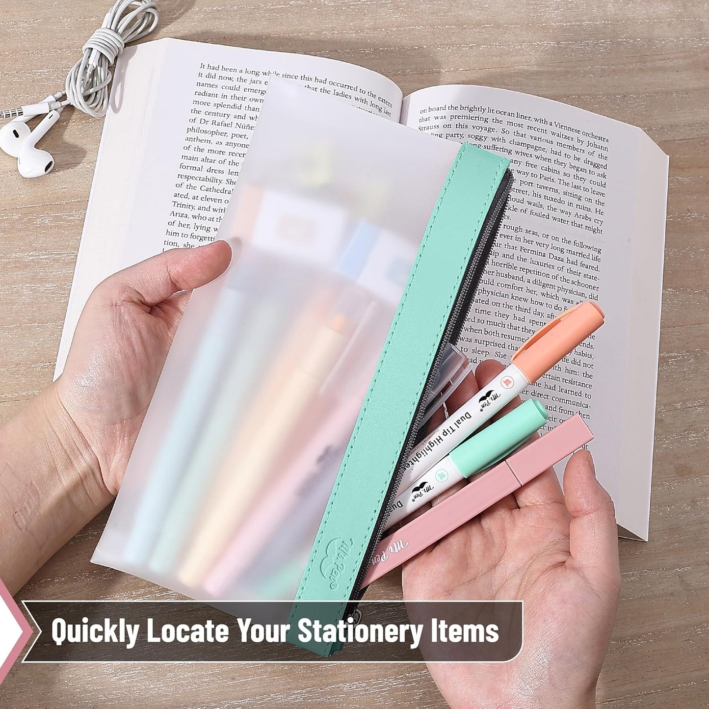 Mr. Pen- Clear Pencil Pouch, 8.50"x4.25", 3 Pack, Durable TPU Material, Medium Water-Resistant Pencil Bags with Smooth Zipper, Multipurpose Clear Pouch for Stationery, School, Office, Travel Supplies