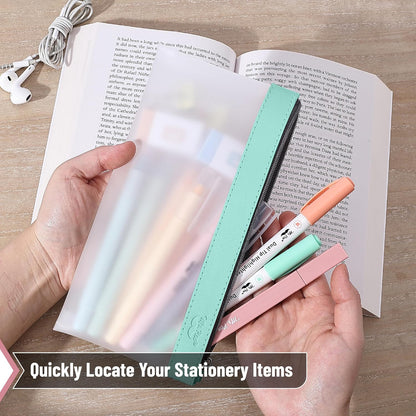 Mr. Pen- Clear Pencil Pouch, 8.50"x4.25", 3 Pack, Durable TPU Material, Medium Water-Resistant Pencil Bags with Smooth Zipper, Multipurpose Clear Pouch for Stationery, School, Office, Travel Supplies