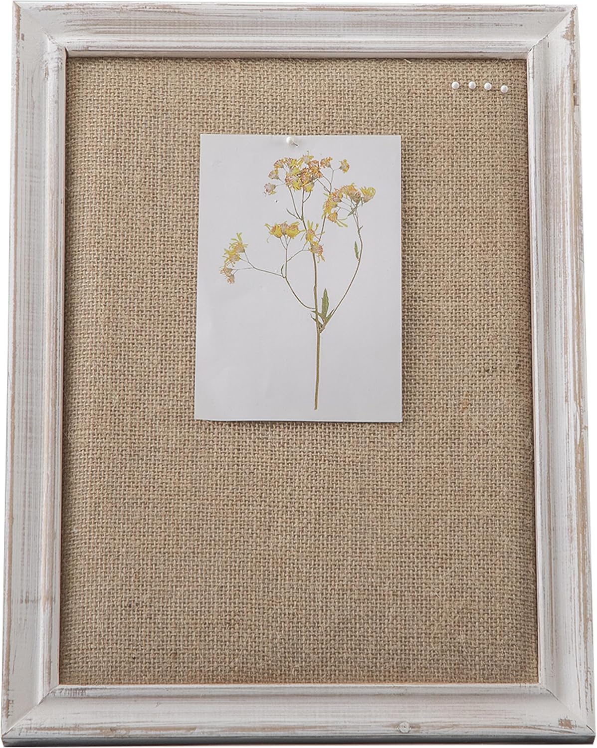 SOFE Cute Bulletin Board for Desk, 12"×16" Linen Pin Board, Farmhouse White Wood Frame, Fabric Memo Board/Vision Board Small, Photo Display Board for Office School Home Living Room