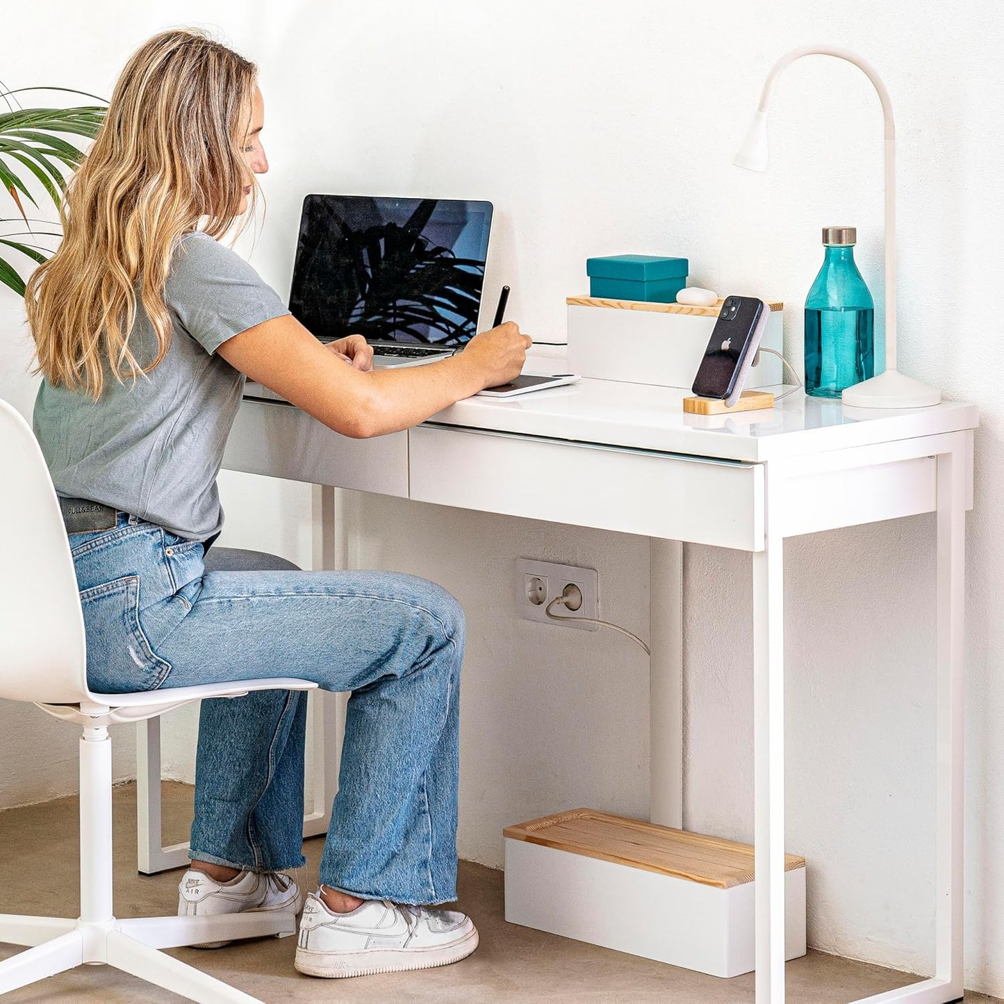 NATURE SUPPLIES Set of Two Natural Wood Cable Management Box, Large and Medium Cord Organizer to Hide Wires and Power Strips for TV, Desk, Computer, Router, Cable Storage and Cord Organization