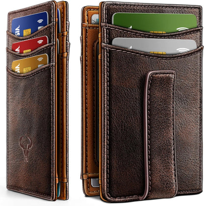 BULLIANT Men Airtag Wallet,Slim Wallet Money Clip Card Holder Magnetic Closure 12 Cards in Front Pocket RFID Blocking