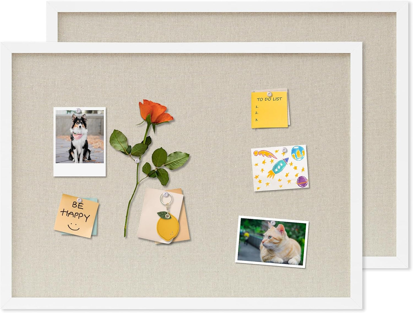 DAHAPYBOO Cork Board with Linen White,Bulletin Board 17"x12" Hanging Corkboards for Office Home School Message Board or Vision Board Decoration.
