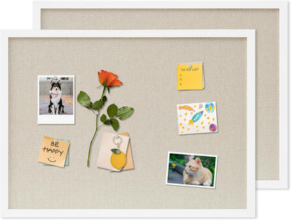 DAHAPYBOO Cork Board with Linen White,Bulletin Board 17"x12" Hanging Corkboards for Office Home School Message Board or Vision Board Decoration.