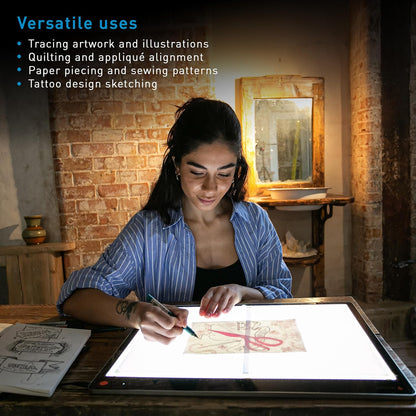 Daylight Tabla XL™ A3 LED Light Pad - 6,800 Lux Ultra Bright, 3-Step Dimmable, Edge-to-Edge Illumination, Non-Scratch Surface, Aluminum Frame, Tracing Pad for Artists, Quilting, Vinyl Weeding