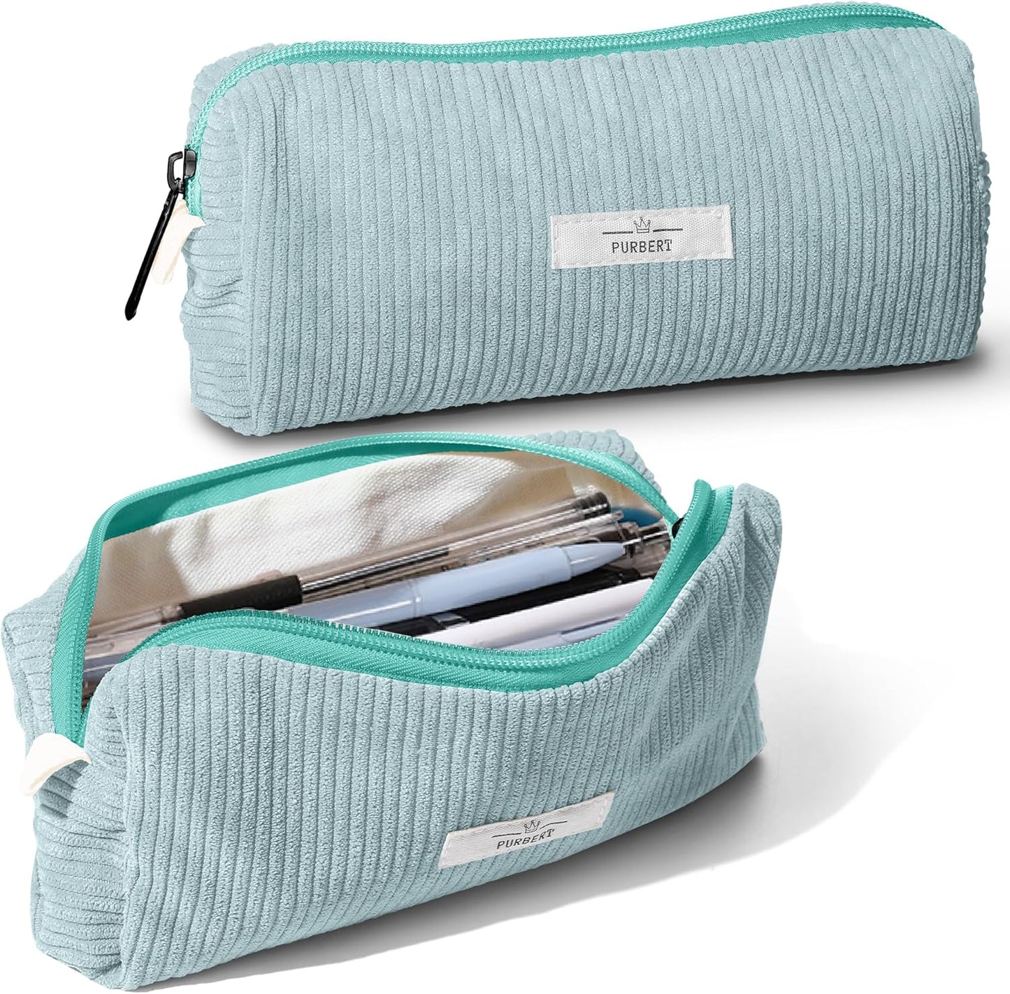 Pencil Bag Pen Case, Soft Corduroy Small Pencil Pouch Organizer with Zipper, Cute Pencil Case Pouch Stationery for Girls and Boys – Apricot
