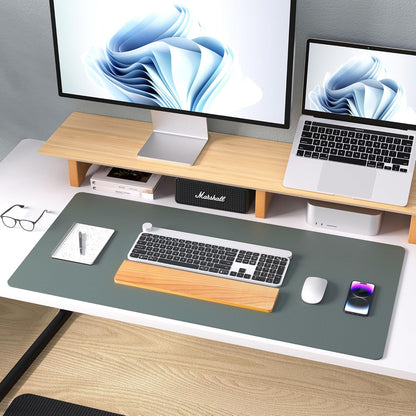 Aothia Leather Desk Pad Protector, Mouse Pad, Office Desk Mat, Non-Slip PU Leather Desk Blotter, Laptop Desk Pad, Waterproof Desk Writing Pad for Office and Home (Black,36" x 17") - Colors A