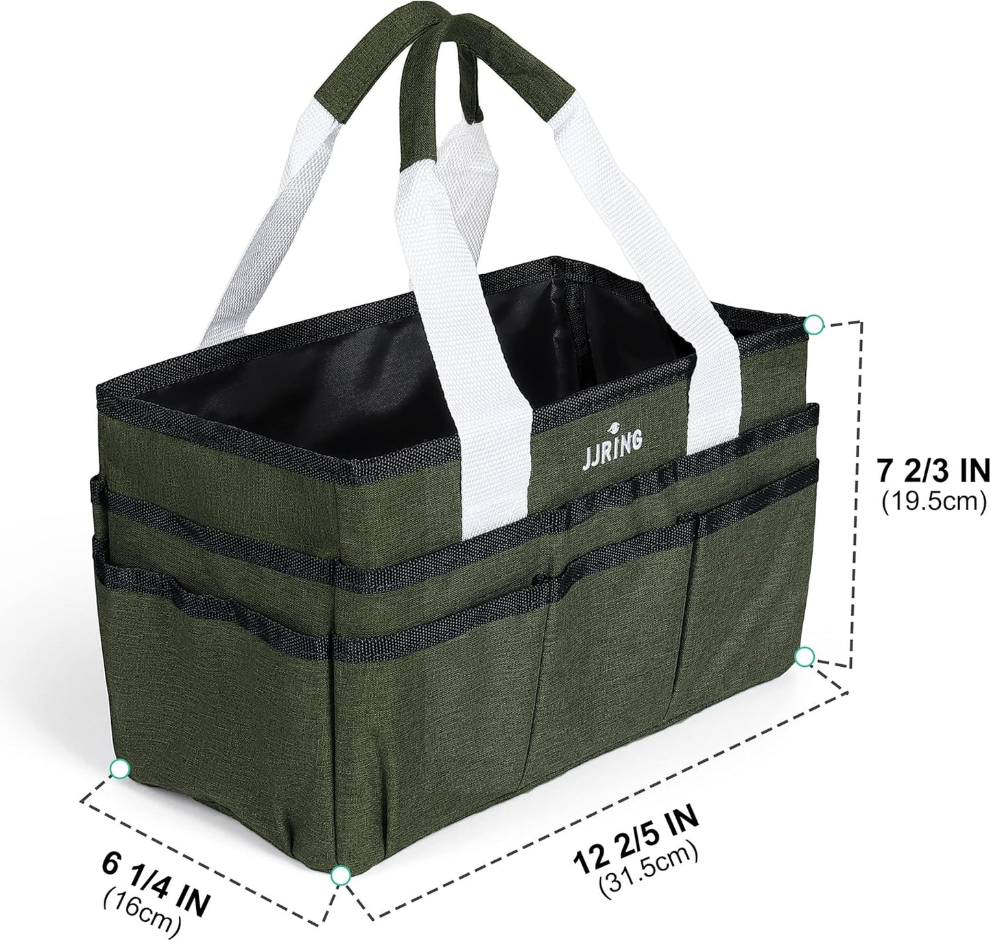 JJRING Craft Organizer Tote Bag for Art Storage, Caddy with Multiple Pockets, Bluish Green Sewing Bag for Scrapbooking, School, Medical, and Office Supplies