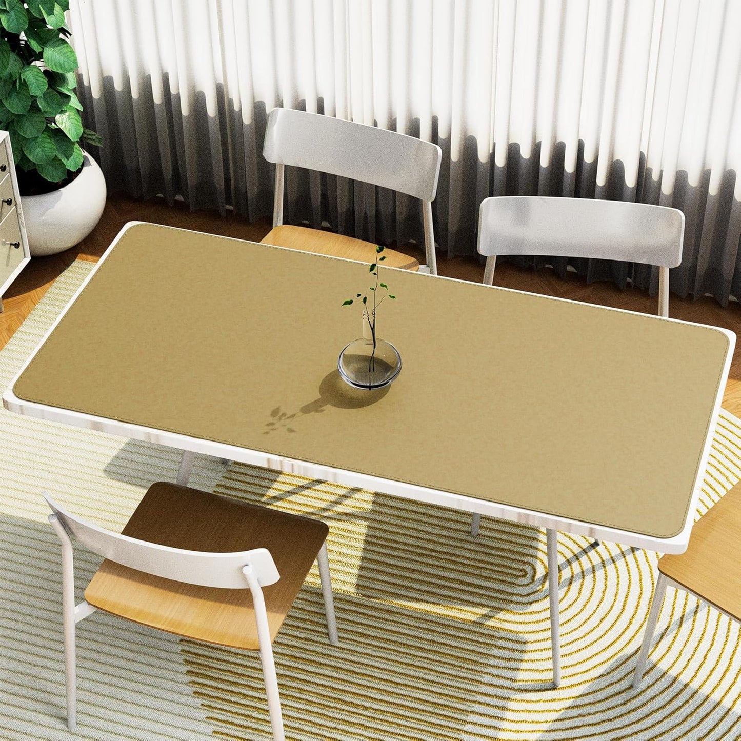 Chihein 2XL 35" x 16" Cork & PU Leather Desk Mat, Dual Sided Desk Pad Protector, Waterproof Writing Blotter for Gaming, Office, Home (Black)