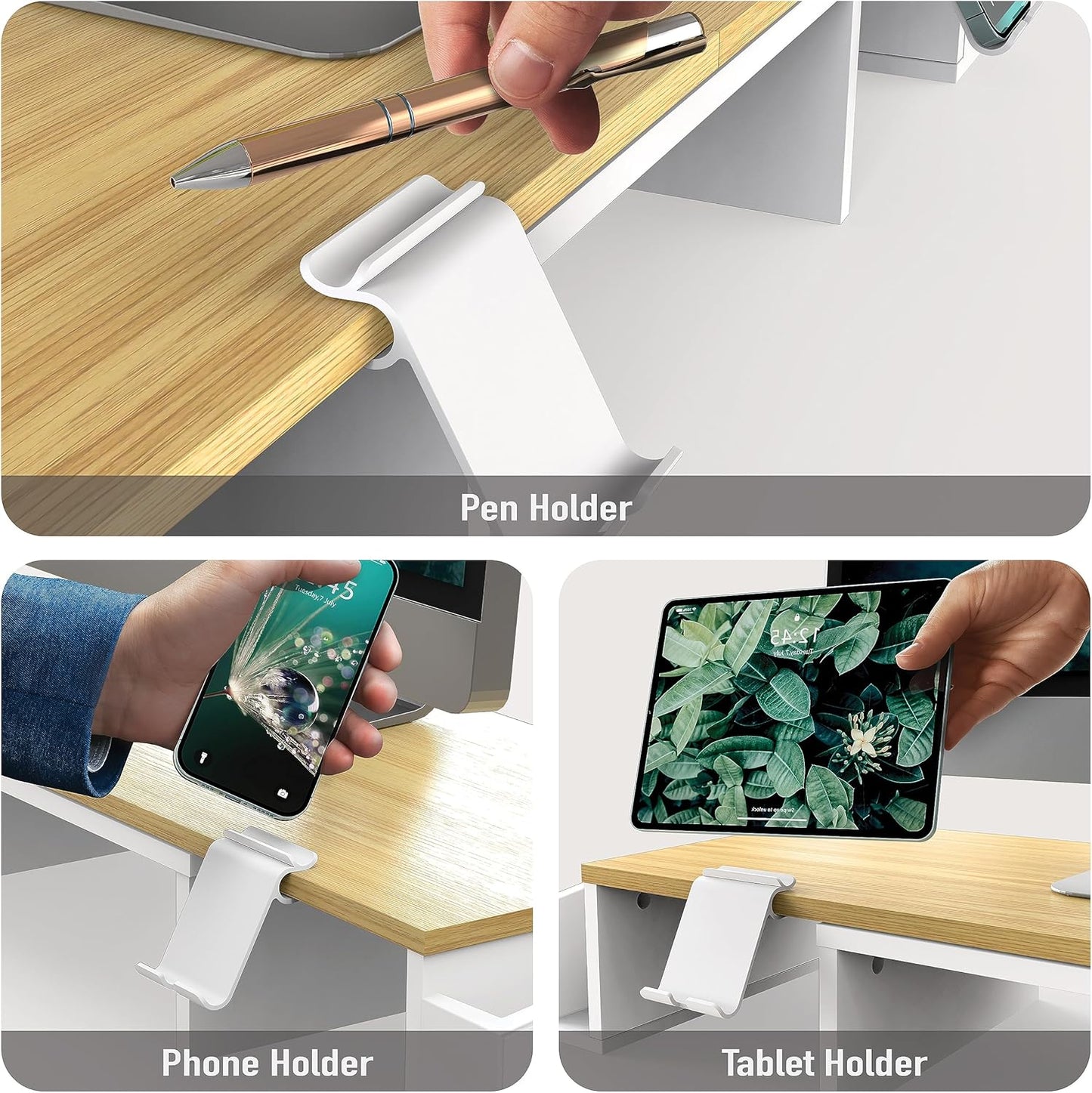 Simple Houseware Desk Dual Monitor Stand Riser with Drawer, Rustic Brown