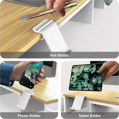 Simple Houseware Desk Dual Monitor Stand Riser with Drawer, Rustic Brown