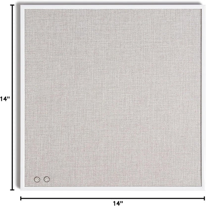 U Brands Farmhouse Linen Bulletin Board, 14" x 14", White Metal Frame, Industrial Grade Pinning Surface