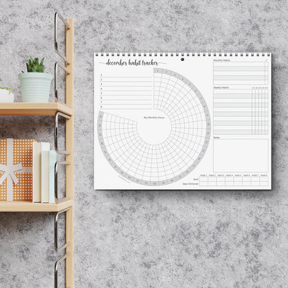 321Done Habit Tracker Calendar, Made in USA - 12 Months Wall Hanging Productivity Journal 8.5x11, Spiral Binding Undated Motivational Monthly Planner to Track Habits and Goals