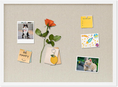 DAHAPYBOO Cork Board with Linen White,Bulletin Board 17"x12" Hanging Corkboards for Office Home School Message Board or Vision Board Decoration.