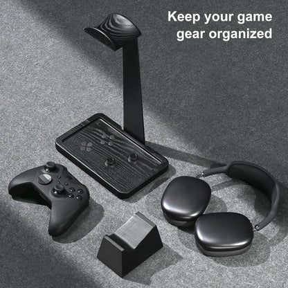 UPERGO Solid Wood Gaming Headset Stand with Controller Holder - Creative Gift for Teens, Boyfriends, Brothers, and Gamers - Desktop Organization and Decoration