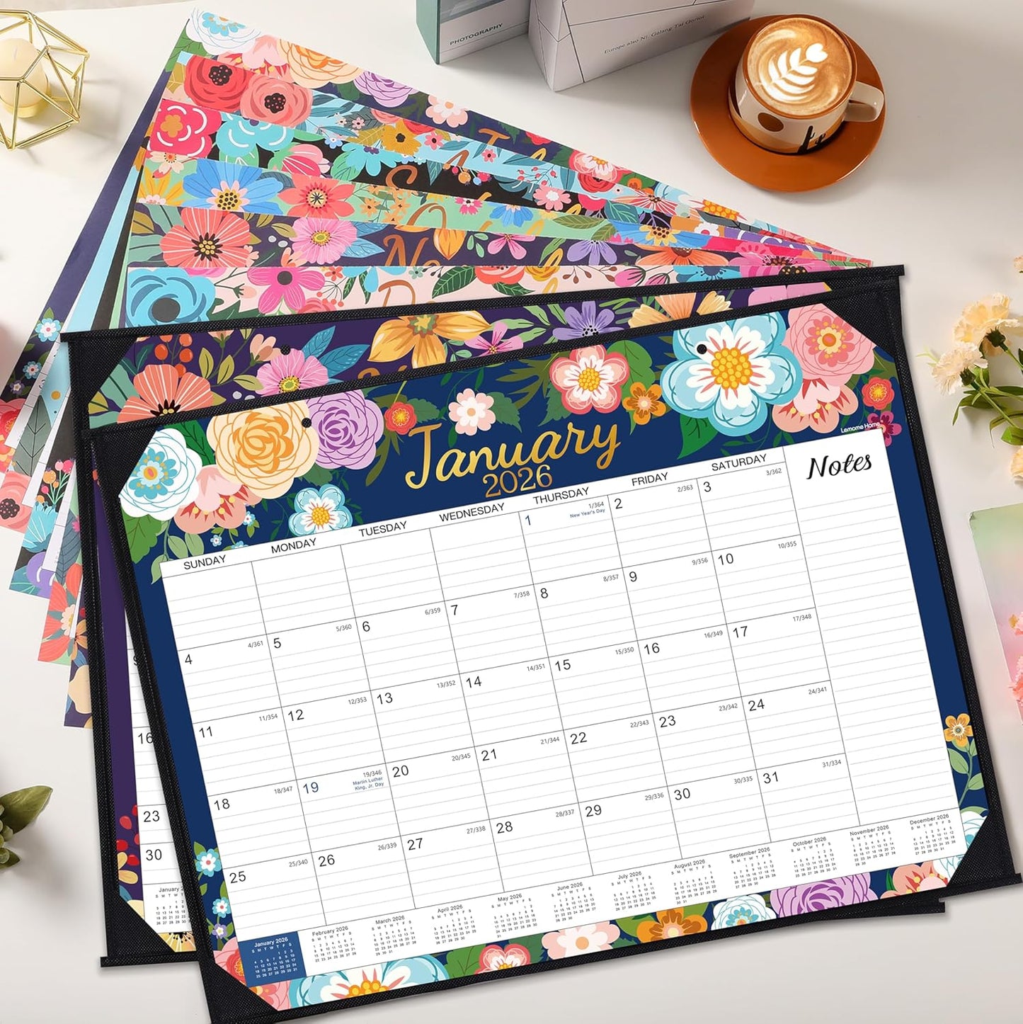 2026-2027 Desk Calendar - Large Desk Calendar 2026-2027, JUL 2026 - DEC 2027, 22" x 17", 18 Months Calendar Large, Desk/Wall Calendar 2-IN-1 with Corner Protectors, Desk Pad, To-Do List & Notes - Blue