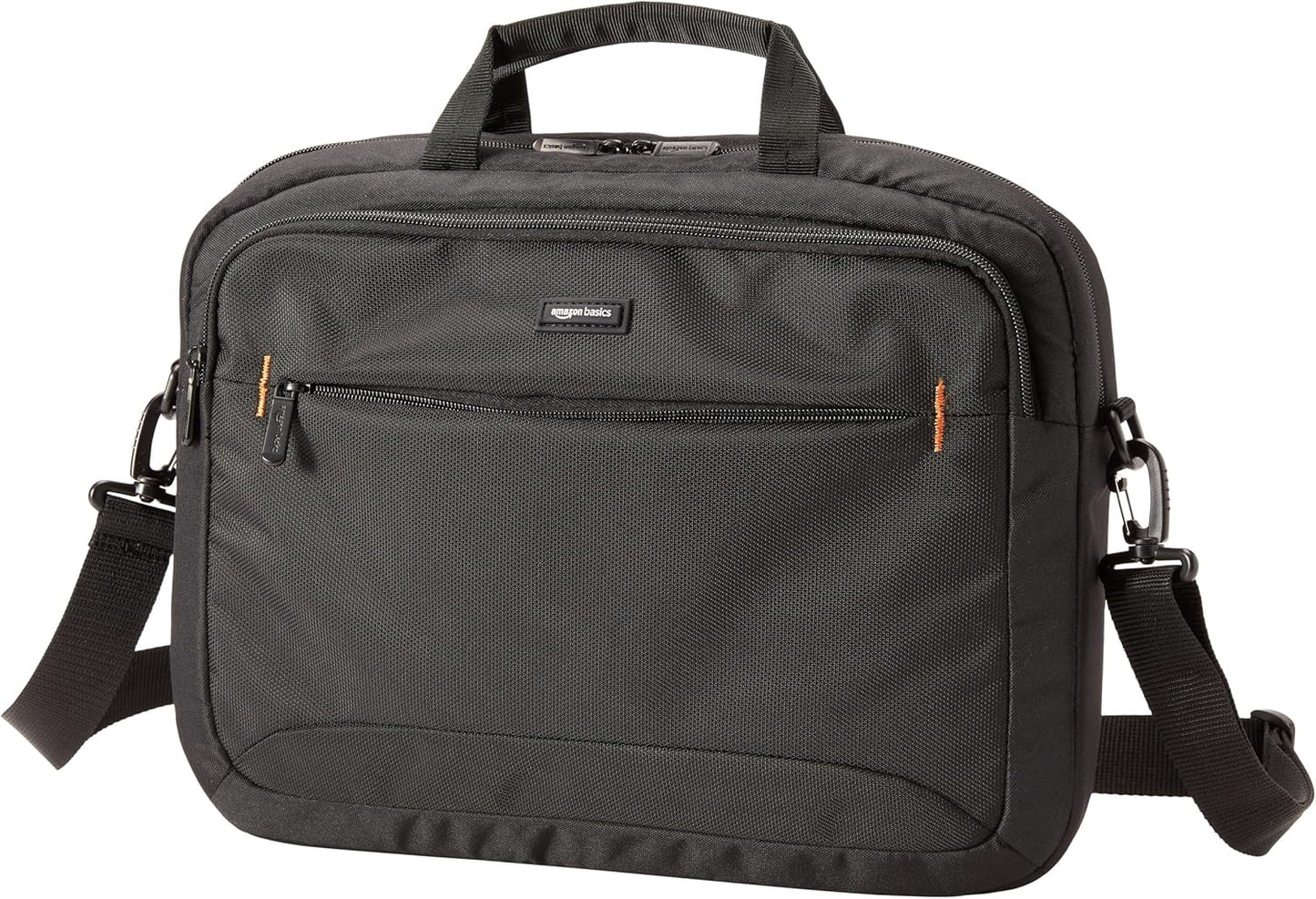Amazon Basics Laptop Tablet Carrying Case with Shoulder Strap and Grab Handles, 14-inch, Black, Compartments for Storage