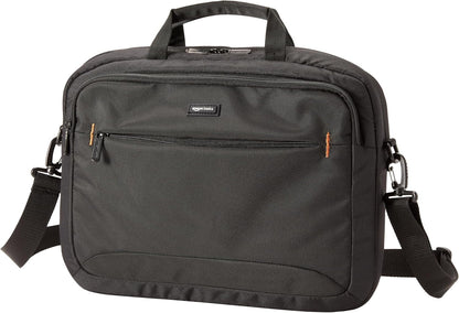 Amazon Basics Laptop Tablet Carrying Case with Shoulder Strap and Grab Handles, 14-inch, Black, Compartments for Storage