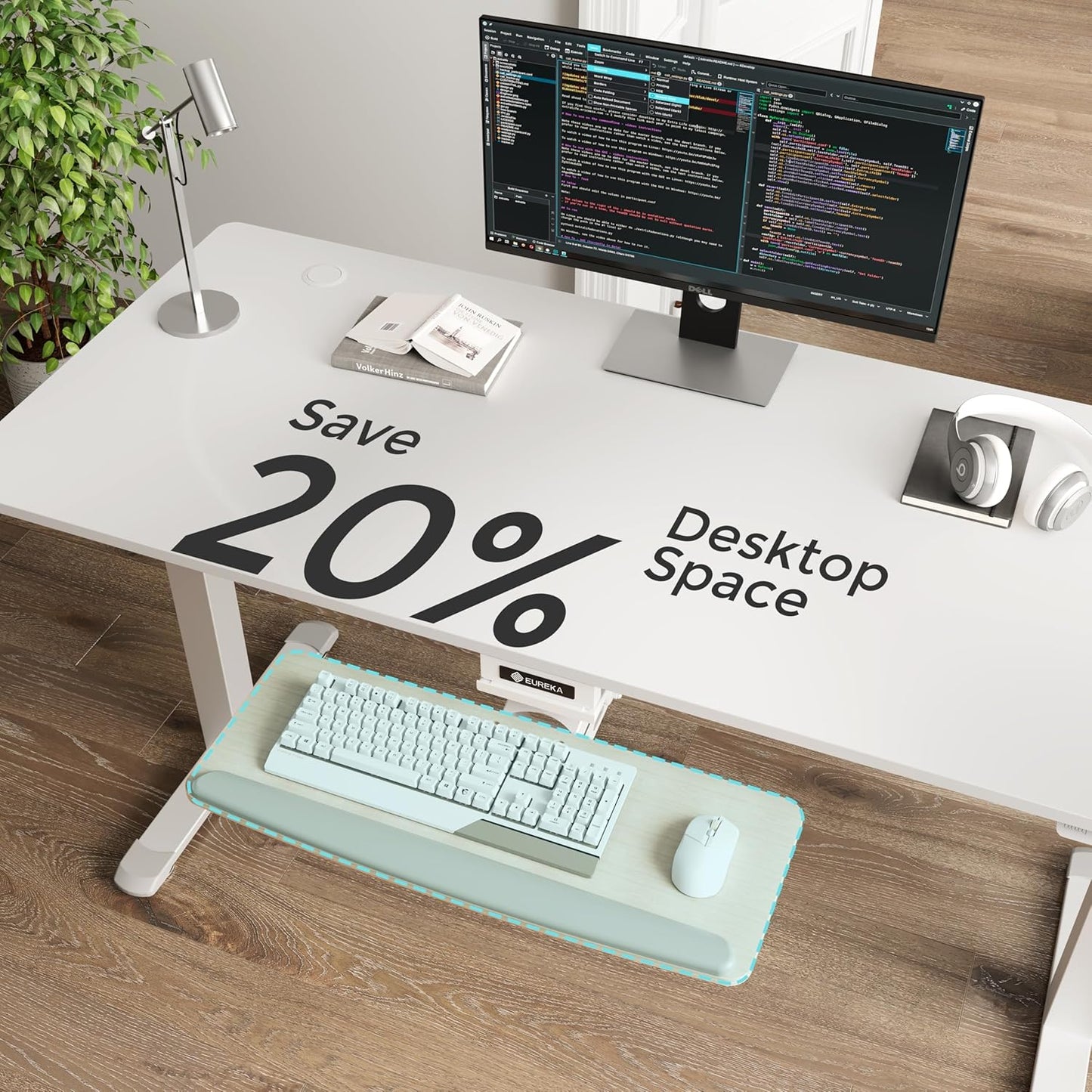 EUREKA ERGONOMIC Height Adjustable Mouse & Keyboard Tray Under Desk, 28x10'' Large Slide Out Swivel Tilt Computer Keyboard Drawer with Pad for Gaming Home Office, Dual Mount