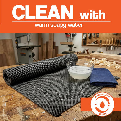 Non Slip Padded Rubber Mat 24 x 48 Inch, Woodworking Router Table & Workbench Mat, Anti Skid CNC Tool Mat, Cabinet Shelf & Drawer Liner for Kitchen or Garage Shop Storage