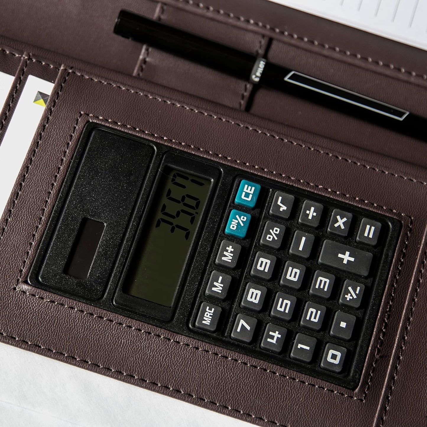 Cossini Black Superior Vegan Leather Business Portfolio with Zipper – Padfolio All-in-One. Smartest Protective 10.1 Inch Tablet Sleeve, Presentation Slot, Solar Calculator, Card Storage, Writing Pad