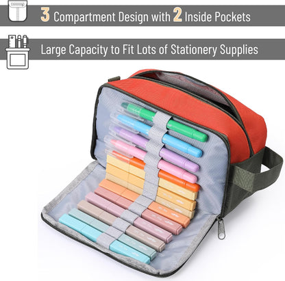 Mr. Pen- High Capacity Pencil Case, Large Pencil Pouch with 3 Compartments and 2 Pockets, Large Pencil Bag with Smooth Zipper, Cute Pencil Case Pouch Organizer, School Supplies for Teens