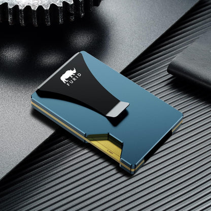 furid Airtag Wallet Men Slim: Metal Wallets with Airtag Holder, Air Tag Wallet for Men with 2 Money Clip Replaceable Gift Boxed