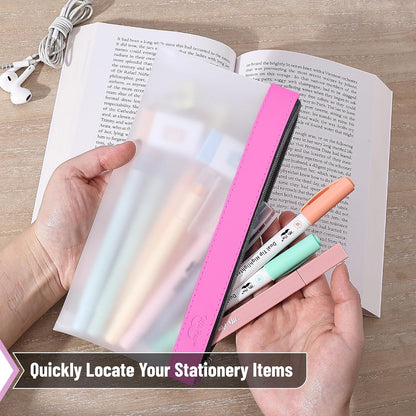 Mr. Pen- Clear Pencil Pouch, 8.50"x4.25", 3 Pack, Durable TPU Material, Medium Water-Resistant Pencil Bags with Smooth Zipper, Multipurpose Clear Pouch for Stationery, School, Office, Travel Supplies