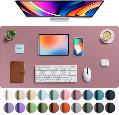 Aothia Non-Slip PU Leather Waterproof Laptop Desk Pad Protector, Blotter Mat, Writing and Mouse Pad for Office & Home, Beige, 23.6" x 13.7" - Colors B