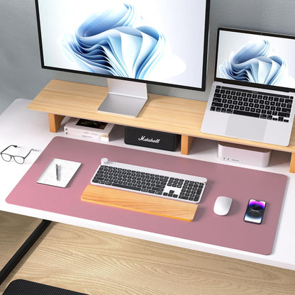 Aothia Leather Desk Pad Protector, Mouse Pad, Office Desk Mat, Non-Slip PU Leather Desk Blotter, Laptop Desk Pad, Waterproof Desk Writing Pad for Office and Home (Brown,23.6" x 13.7") - Colors A