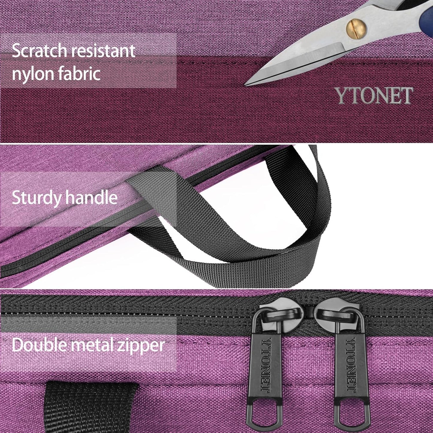 Ytonet Laptop Case, 15.6 inch TSA Laptop Sleeve Computer Bag Water Resistant Computer Case Carrying Cover Compatible for Lenovo, HP, Dell, Asus Notebook, Gifts for Men Women, Grey