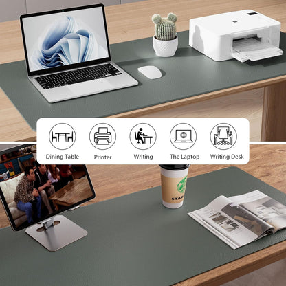 Aothia Leather Desk Pad Protector, Mouse Pad, Office Desk Mat, Non-Slip PU Leather Desk Blotter, Laptop Desk Pad, Waterproof Desk Writing Pad for Office and Home(Dark Blue,31.5" x 15.7") - Colors A