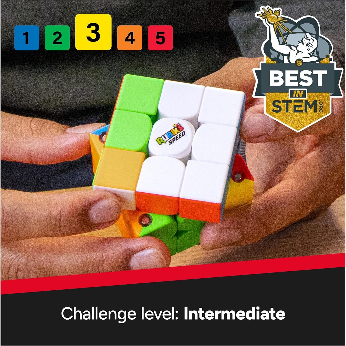 Rubik’s Cube, Timer Stand, Clear Display Device for WCA Speedcubers, Track Your Time to Solve Brain Teaser Puzzle for Adults, Problem-Solving Brain Teaser Fidget Toy for Kids, Ages 8 & Up